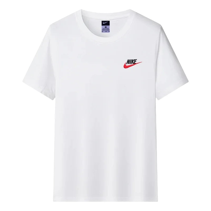 Nike 2412 Embroidered Label Couple Ice Porcelain Cotton T-Shirt Men's and Women's Same Size Black Color M-5XL