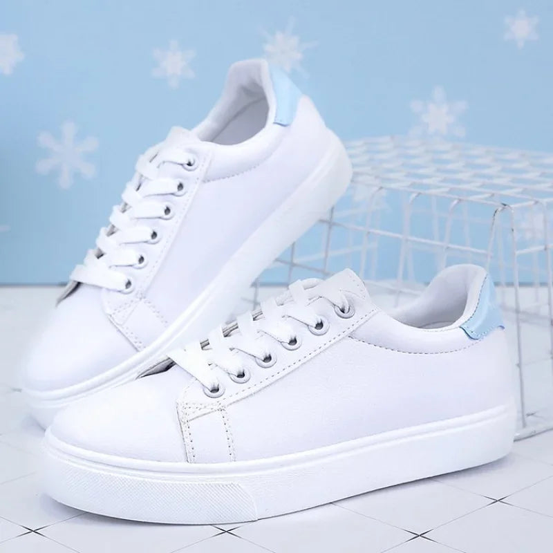 Women Sneakers 2024 Fashion Breathble Vulcanized Shoes Pu Leather Platform Shoes White Lace Up Casual Shoes Zapatos Mujer