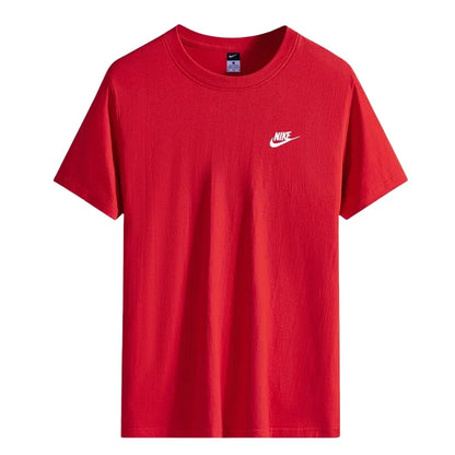 Nike 2412 Embroidered Label Couple Ice Porcelain Cotton T-Shirt Men's and Women's Same Size Black Color M-5XL