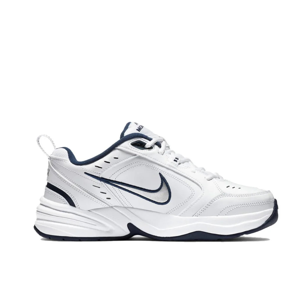 Nike Air Monarch 4 Low Men's and Women's Sneakers Classic Retro Casual clunky shoes Cushioned comfort Sneakers White&Silver