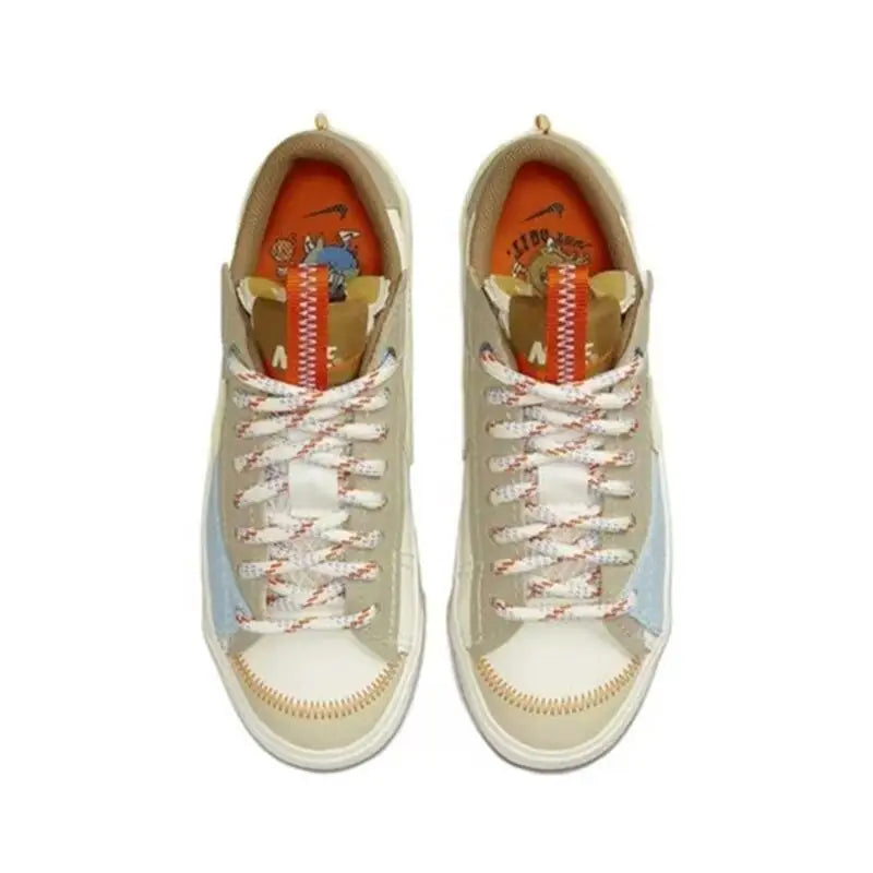 Nike Blazer '77 Low Cut Versatile Trendy Casual Wear Resistant Anti Slip Board Shoes Men's and Women's Same Beige