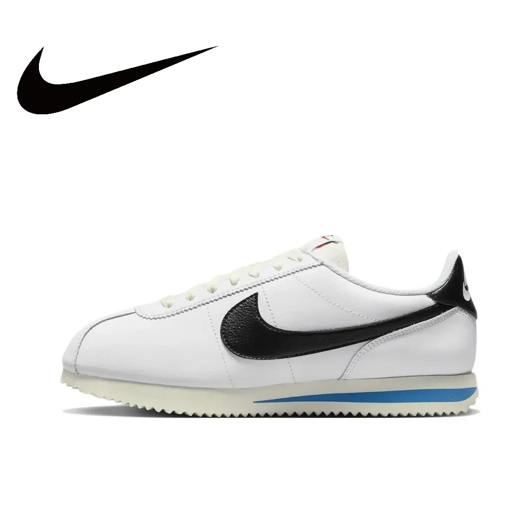 Nike New Cortez Low Men's and Women's Sneakers Retro Classic Running Shoes Breathable and lightweight Sneakers White&Black&Blue