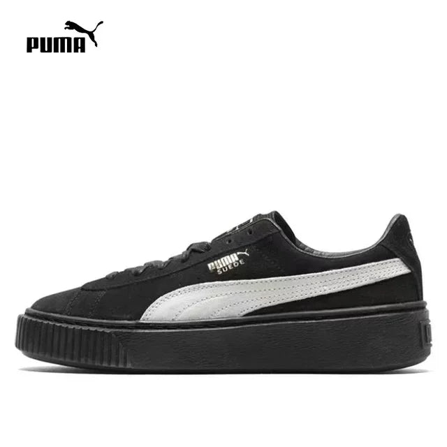 PUMA  Suede Platform Rihanna Men's and Women's Low Top Board Shoes Comfortable Casual Shoes Black and White