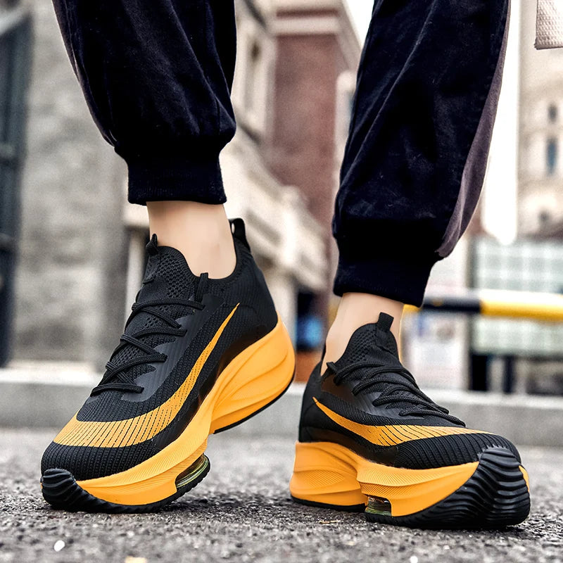 Unisex Sneakers Fashion Men Sneakers Lace Up Round Toe Cushioning Running Shoes Woman Trainer Race Breathable Couple Tenis Shose