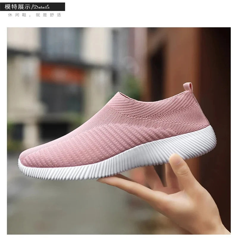 Women Vulcanized Shoes High Quality Women Sneakers Slip On Flats Shoes Women Loafers Plus Size 42 Walking Flat