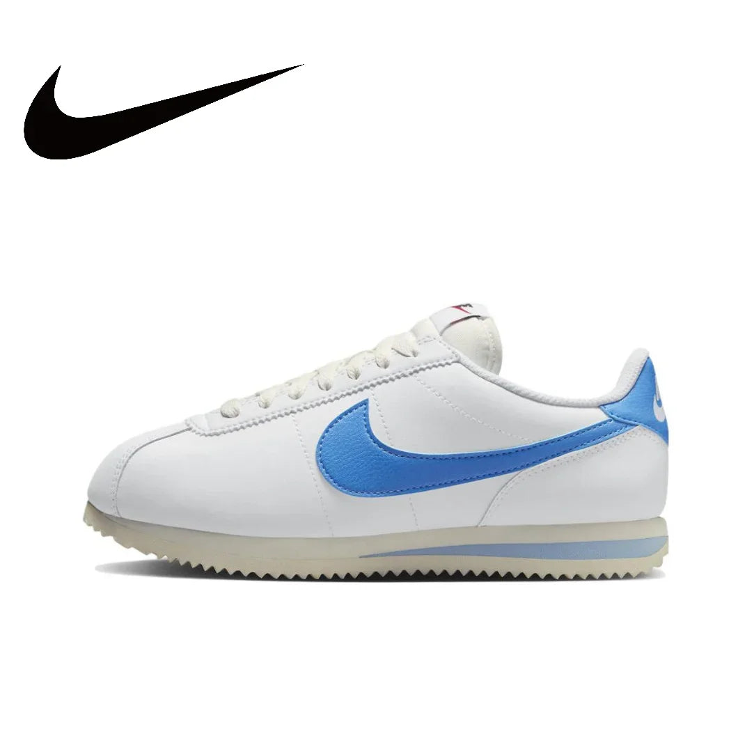 Nike New Cortez Low Men's and Women's Sneakers Retro Classic Running Shoes Breathable and lightweight Sneakers White&Black&Blue