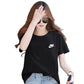 Nike 2412 Embroidered Label Couple Ice Porcelain Cotton T-Shirt Men's and Women's Same Size Black Color M-5XL