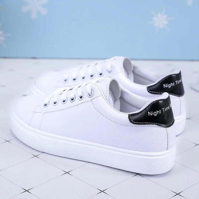 Women Sneakers 2024 Fashion Breathble Vulcanized Shoes Pu Leather Platform Shoes White Lace Up Casual Shoes Zapatos Mujer