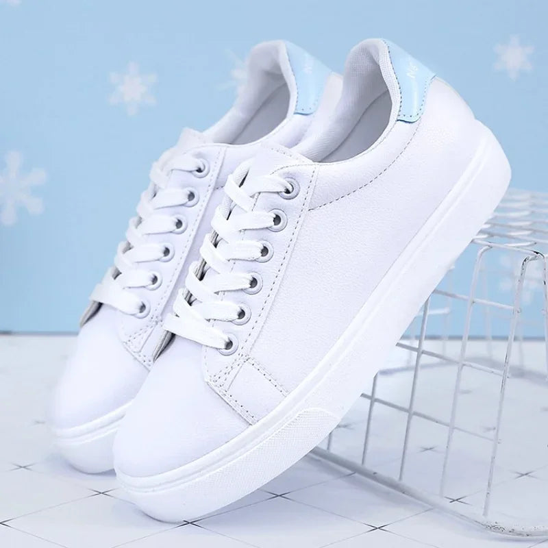 Women Sneakers 2024 Fashion Breathble Vulcanized Shoes Pu Leather Platform Shoes White Lace Up Casual Shoes Zapatos Mujer