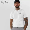 Nike Men's and Women's Exercise T-shirts, Cotton, Breathable, Loose-fit, Solid Colored, Short Sleeved Shirts, White/Black