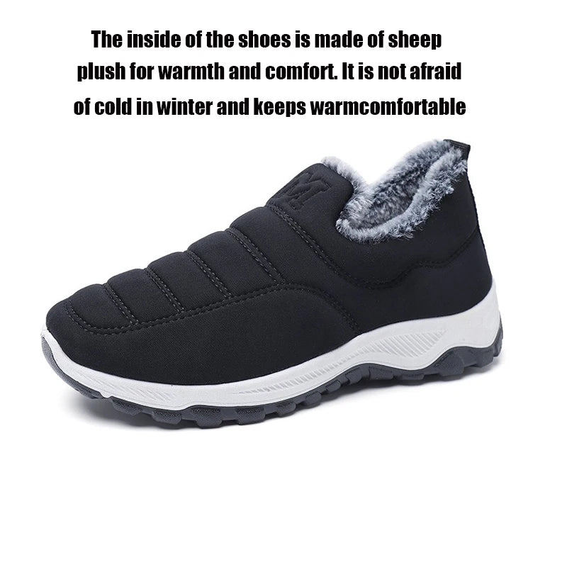 2025 Men's wool lined snow boots, winter warm and waterproof sliding boots, warm outdoor short boots