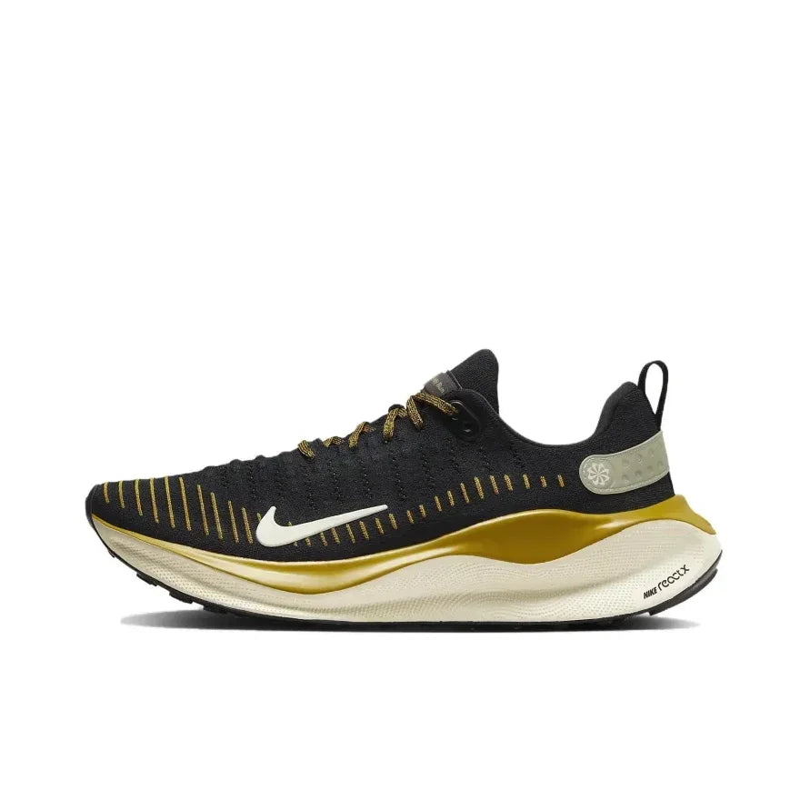 Nike React Infinity Run FLyknit 4 Low Men's Lightweight Casual Running Shoes Comfortable and Wearable Black and Yellow Colorway