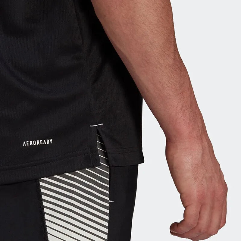 Adidas Classic Brand Logo Short - sleeve T - shirt. Cool Black with White Logo, Suitable for Sports and Leisure