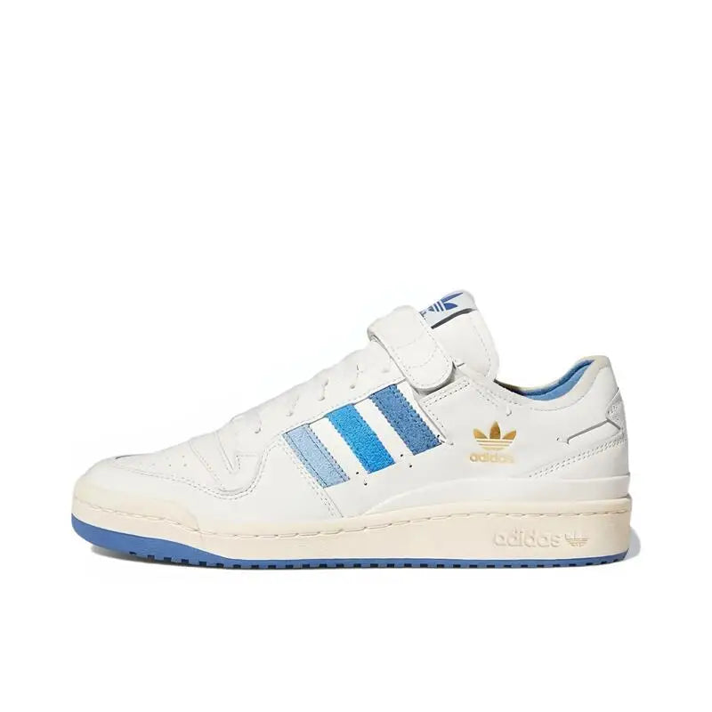 Adidas Originals Forum Lightweight Retro Velcro Skate Shoes Low Top Blue and White Unisex Skateboarding Shoes