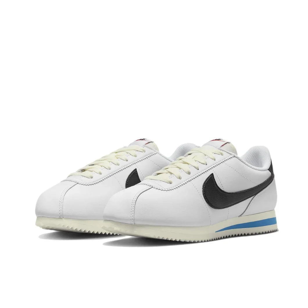 Nike New Cortez Low Men's and Women's Sneakers Retro Classic Running Shoes Breathable and lightweight Sneakers White&Black&Blue