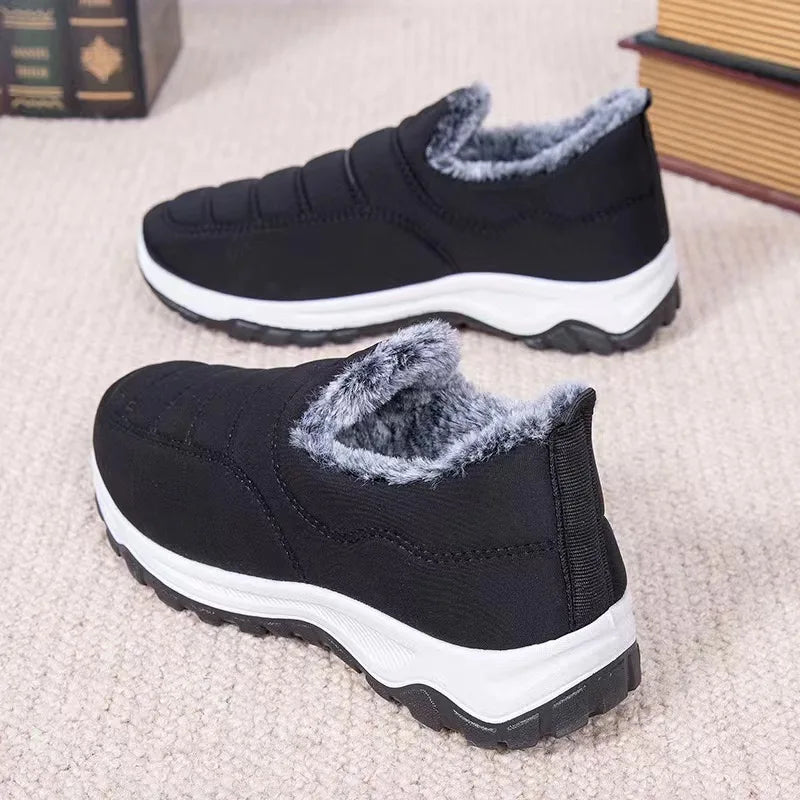 2025 Men's wool lined snow boots, winter warm and waterproof sliding boots, warm outdoor short boots