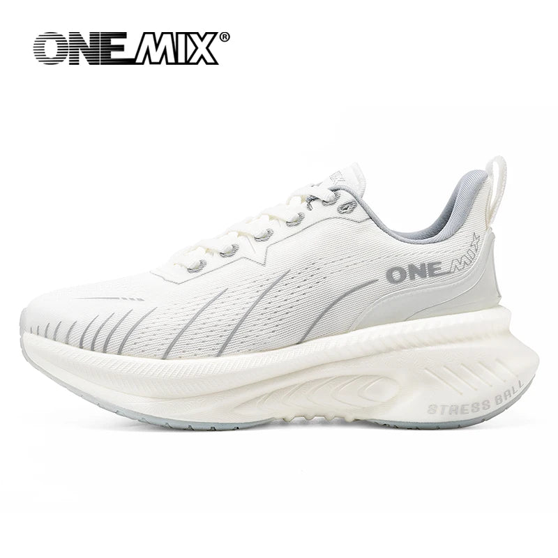 ONEMIX White Road Running Shoes for Men Air Cushion Outdoor Sport Shoes Male Trainers Summer Jogging Shoes Women Footwear