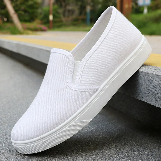 Breathable women's summer work small white shoes, old Beijing cloth shoes, non slip flat bottom, one step, pure white