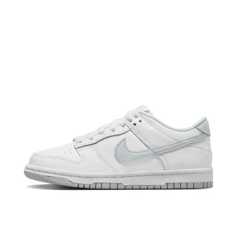 Nike Dunk Low Men's Women's Skateboarding Shoes Non-slip Wear-resistant Shock Absorption Low Upper Board Shoes GS White