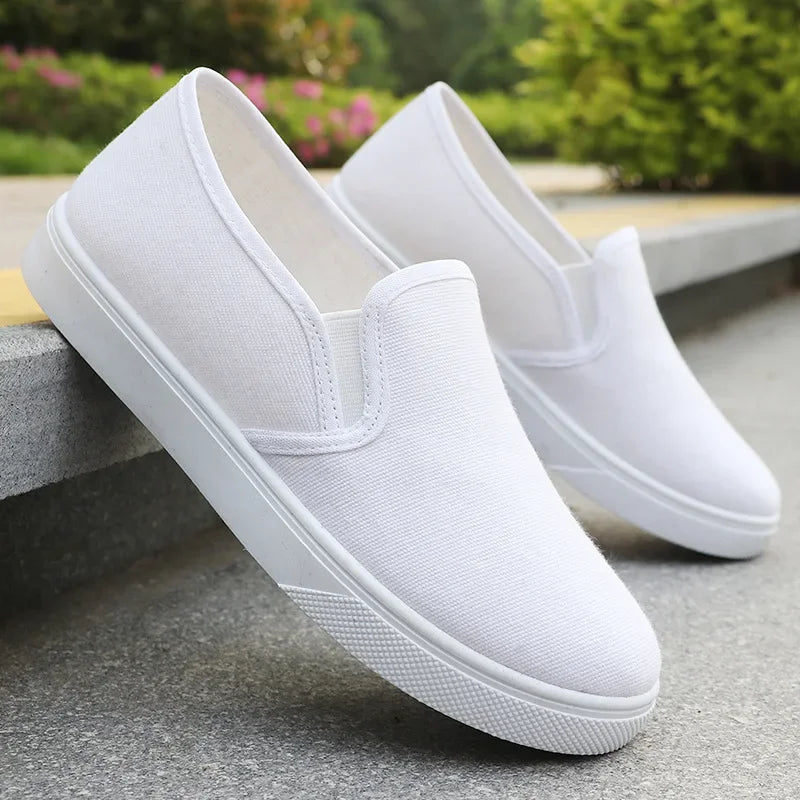 Breathable women's summer work small white shoes, old Beijing cloth shoes, non slip flat bottom, one step, pure white