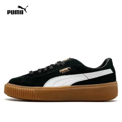 PUMA  Suede Platform Rihanna Men's and Women's Low Top Board Shoes Comfortable Casual Shoes Black and White