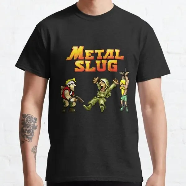 Metal Slug Pixel Fan Pixel Art Arcade Game Retro Gamer Video Games Men's Shirt Cotton Tees Short Sleeve T Shirt Printed Clothing